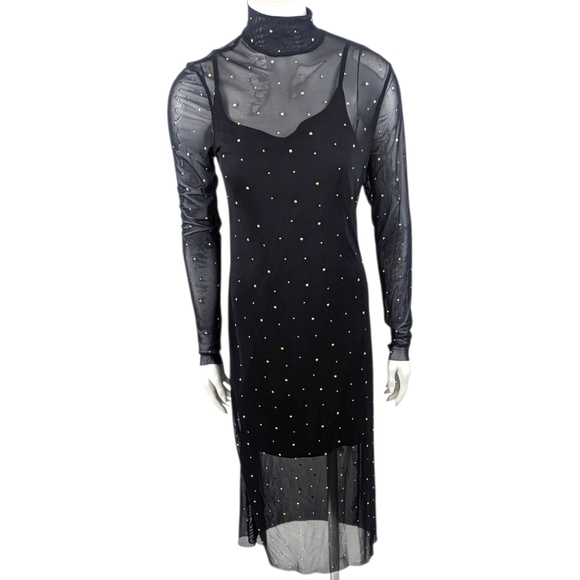 Wild Fable Y2K Mesh Midi Rhinestone Dress NEW Womens Medium Whimsigoth Fairy - Picture 1 of 8